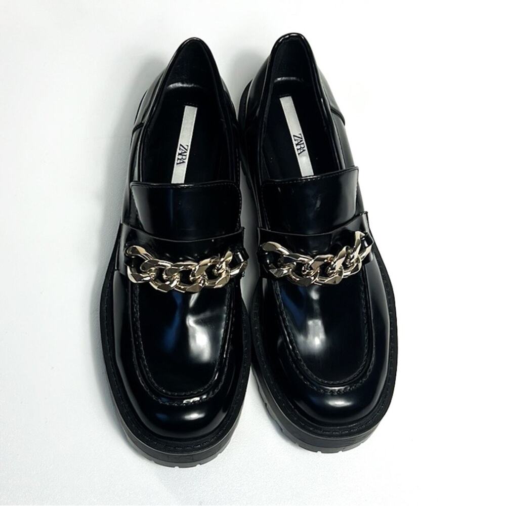 Zara Chunky Black Loafers